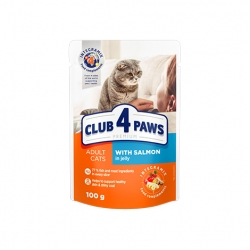 CLUB 4 PAWS PREMIUM DLA DOROSŁYCH KOTÓW Z ŁOSOSIEM W GAL. 100G